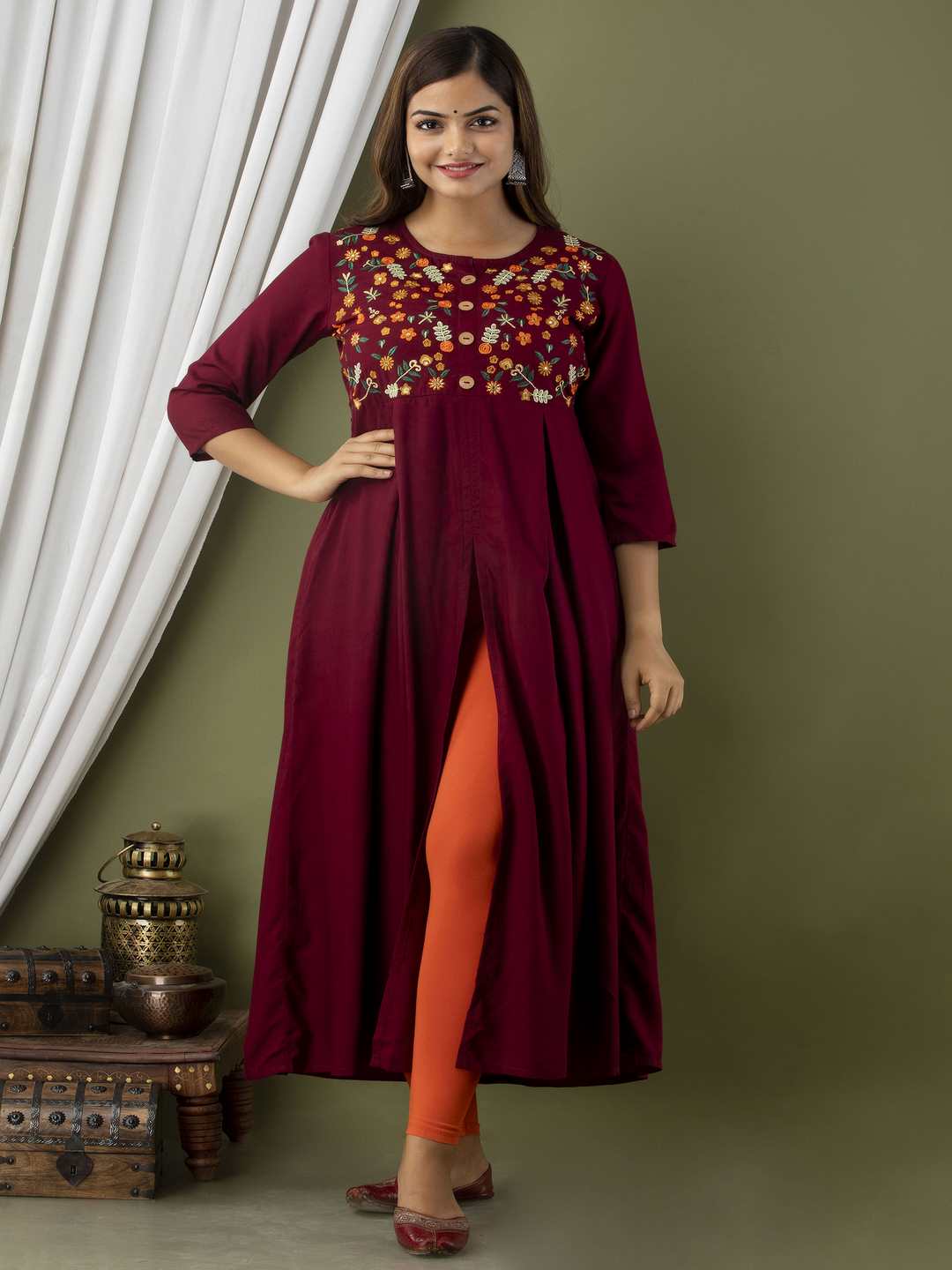 Nishabd wine rayon embroidered kurta – wholesale manufacturer &amp; exporter from India