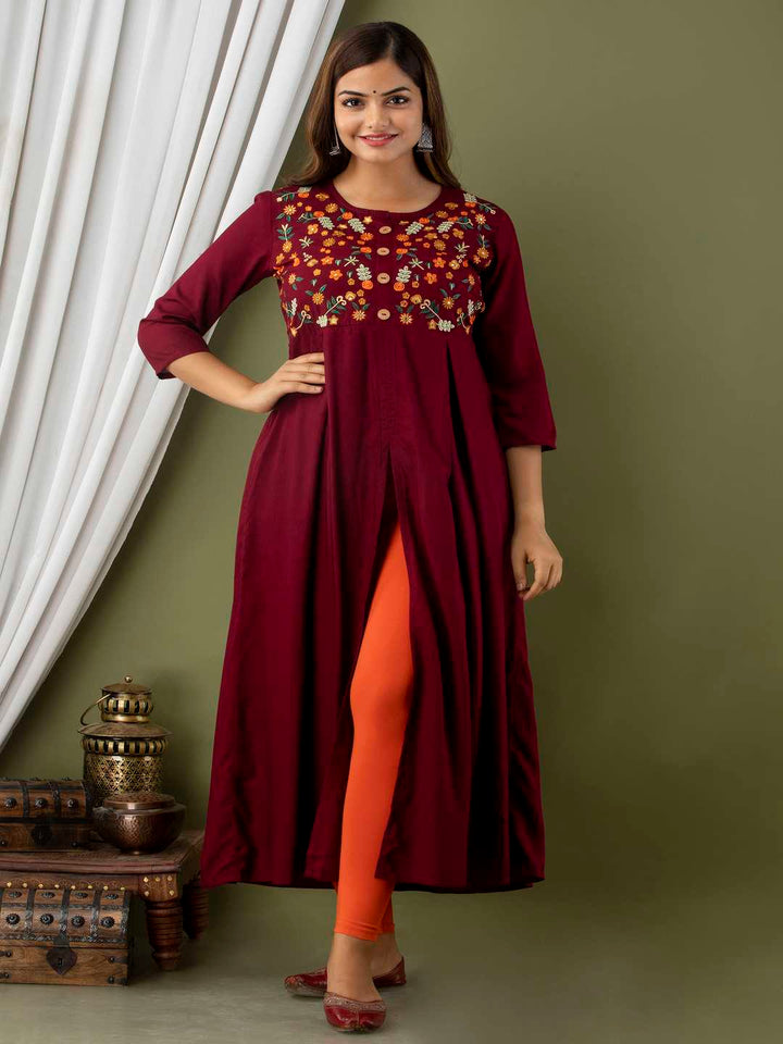 Nishabd wine rayon embroidered kurta – wholesale manufacturer &amp; exporter from India