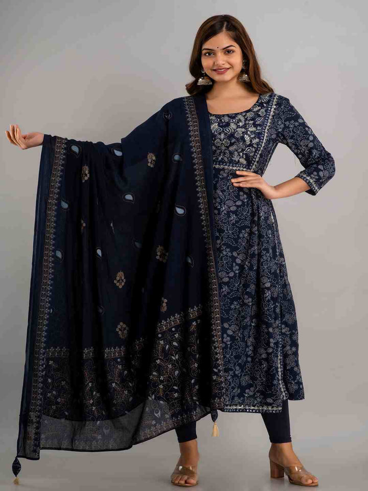 Nishabd blue rayon embroidered kurta – wholesale manufacturer &amp; exporter from India