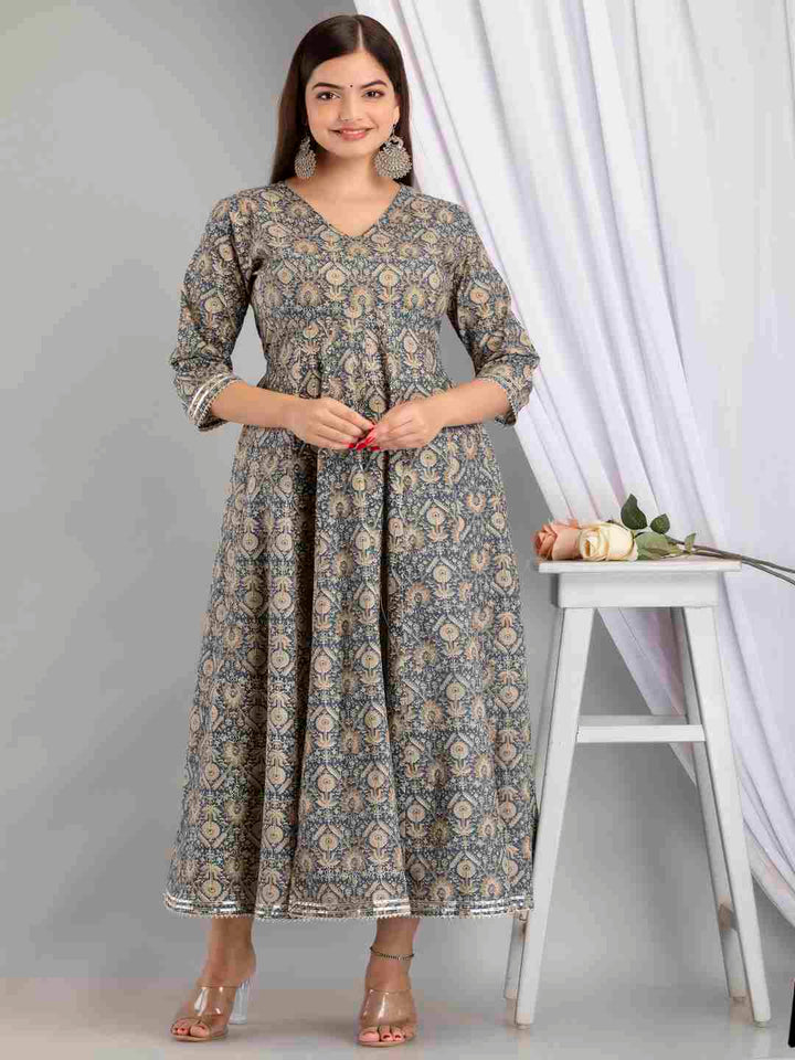 Nishabd blue cotton printed kurta – wholesale manufacturer &amp; exporter from India