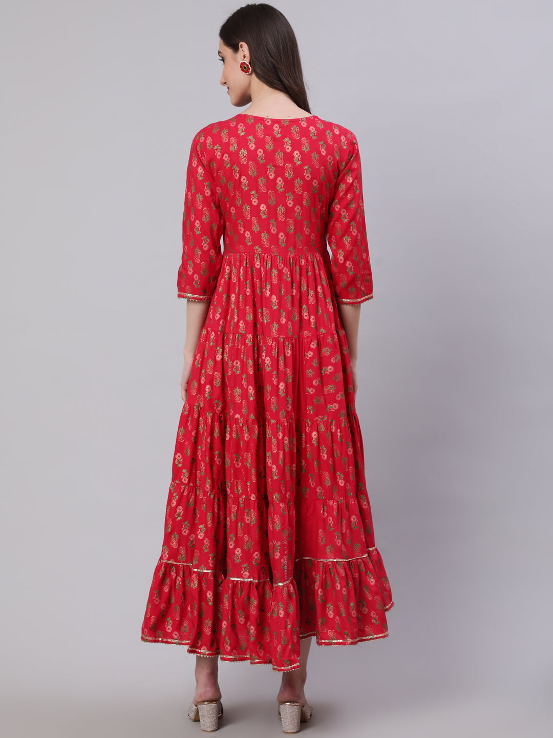 Rayon Embroidered Front slit  3/4 Sleeves Calf Kurta