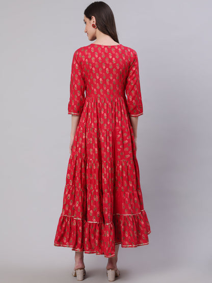 Rayon Embroidered Front slit  3/4 Sleeves Calf Kurta