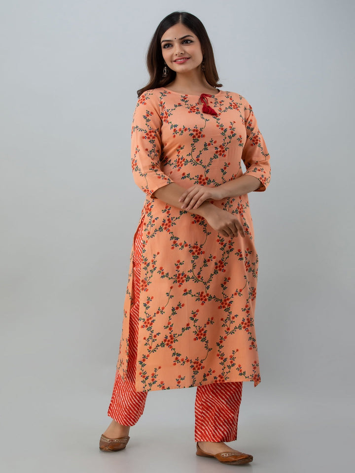 Floral Print Straight Kurta (Light Blue)