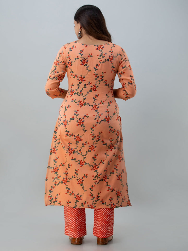 Floral Print Straight Kurta (Light Blue)