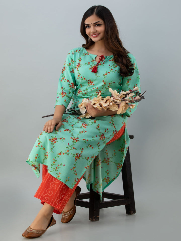 Nishabd turquoise floral kurta – wholesale manufacturer &amp; exporter from India