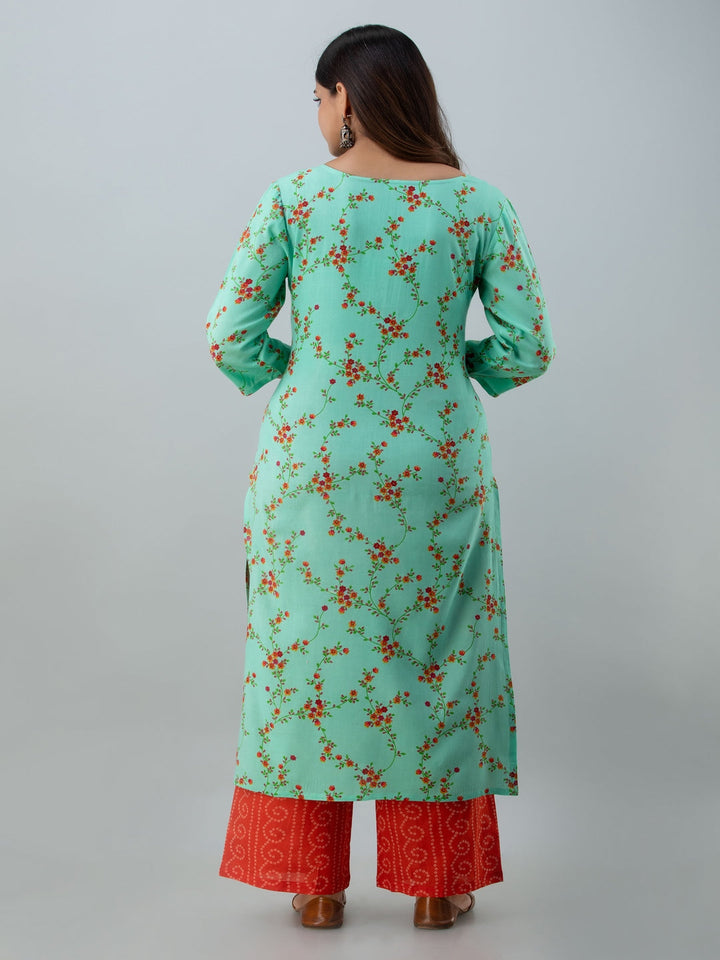 Floral Print Straight Kurta (Pink)
