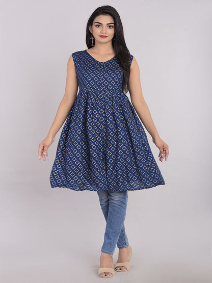 Fit And Flare Blue Dress