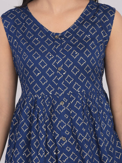 Fit And Flare Blue Dress