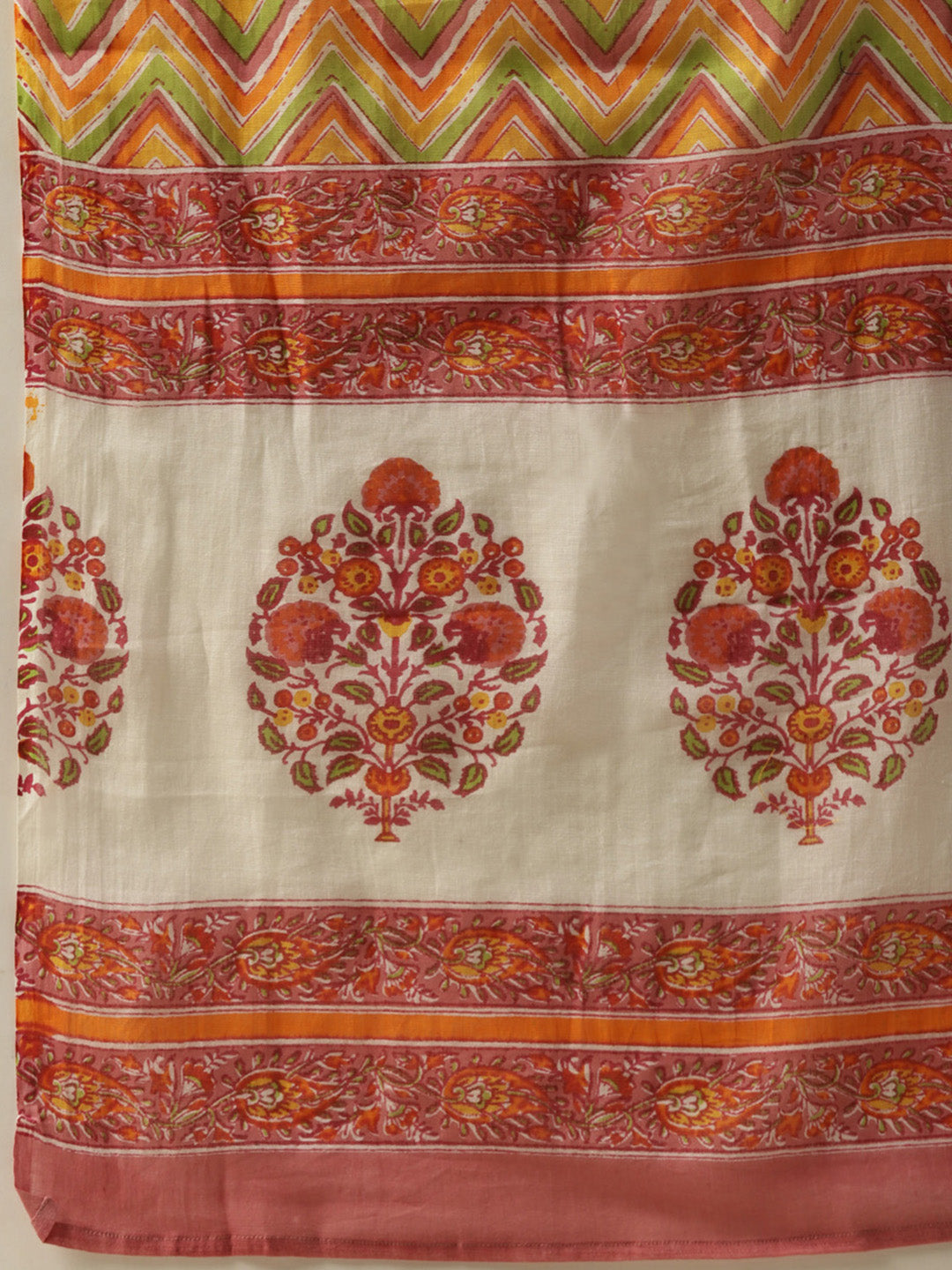Pink Cotton Printed Kurta Palazzo & Dupatta Set