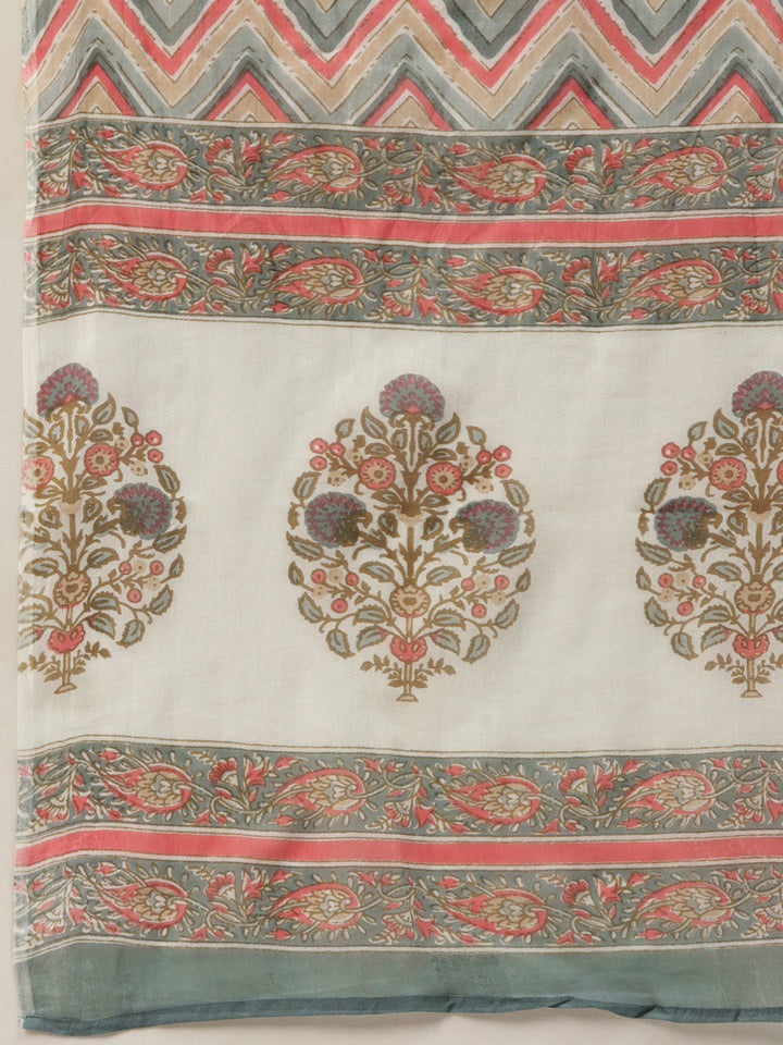 Multicolor Cotton Printed Kurta Palazzo &amp; Dupatta Set
