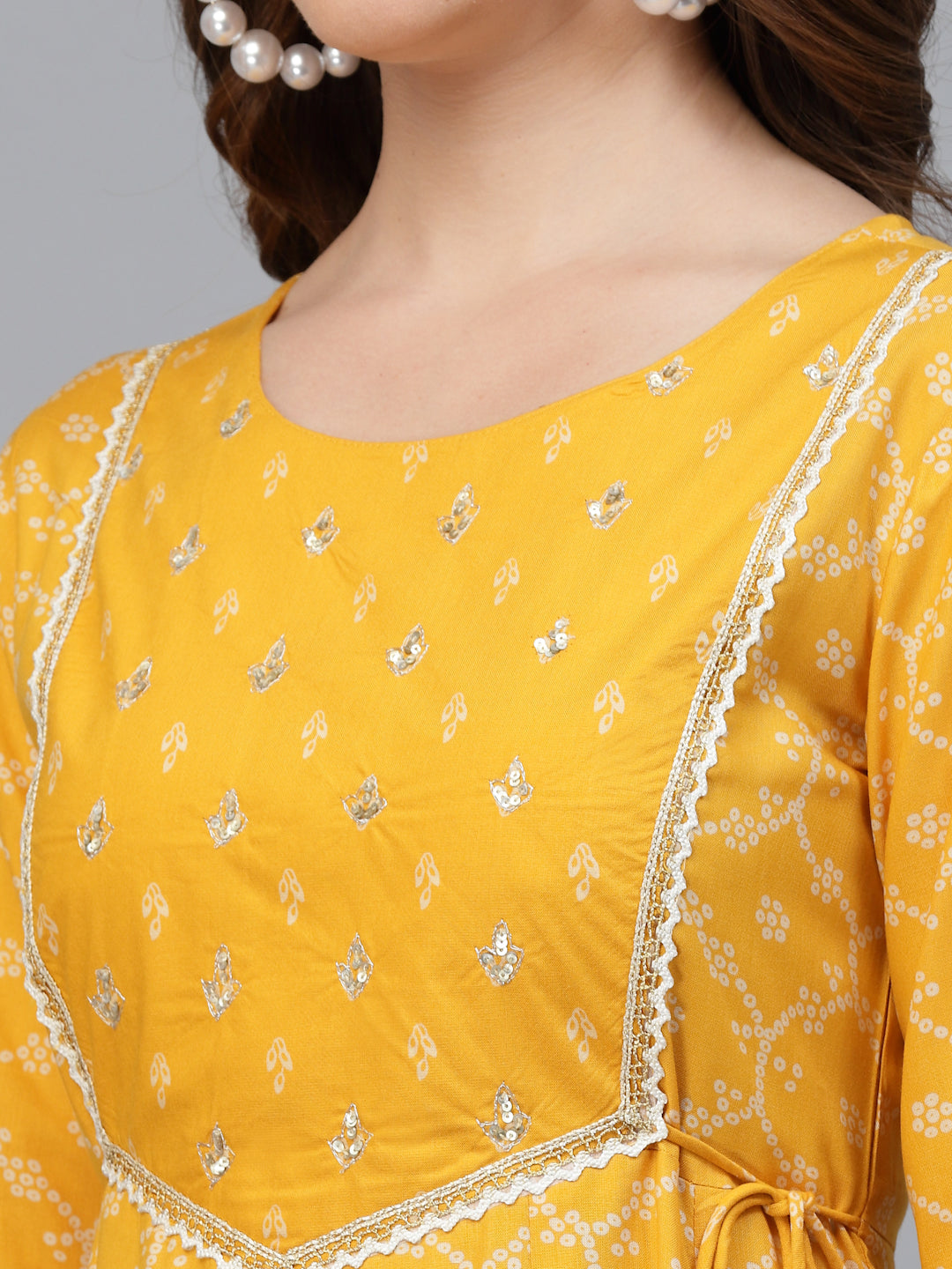 Rayon Printed Anarkali Kurta With Pants &amp; Dupatta