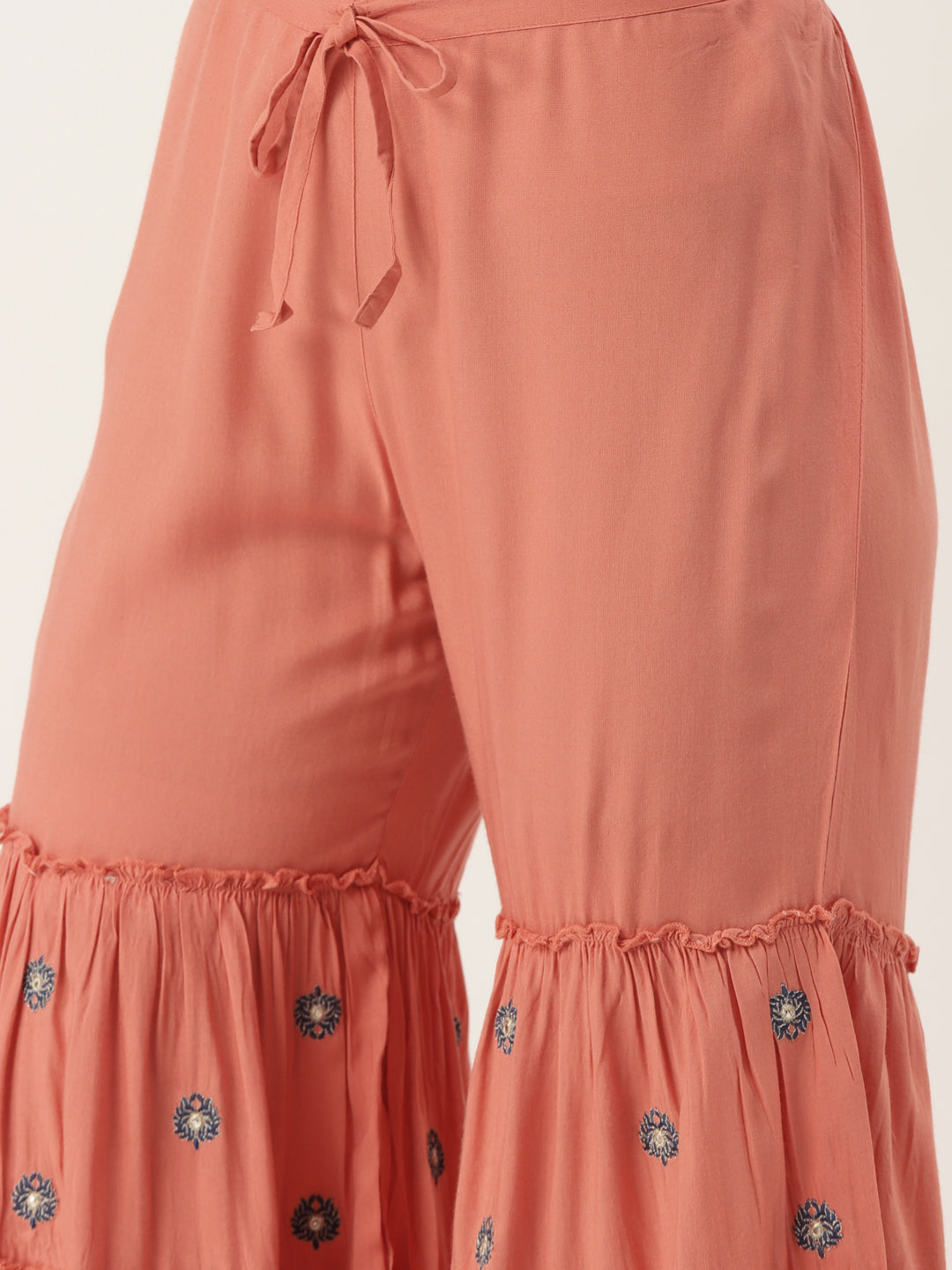 Blue Rayon Printed Kurta Sharara Set