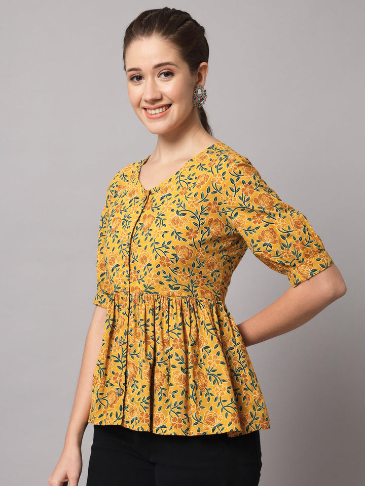 Cotton Printed Flared Top