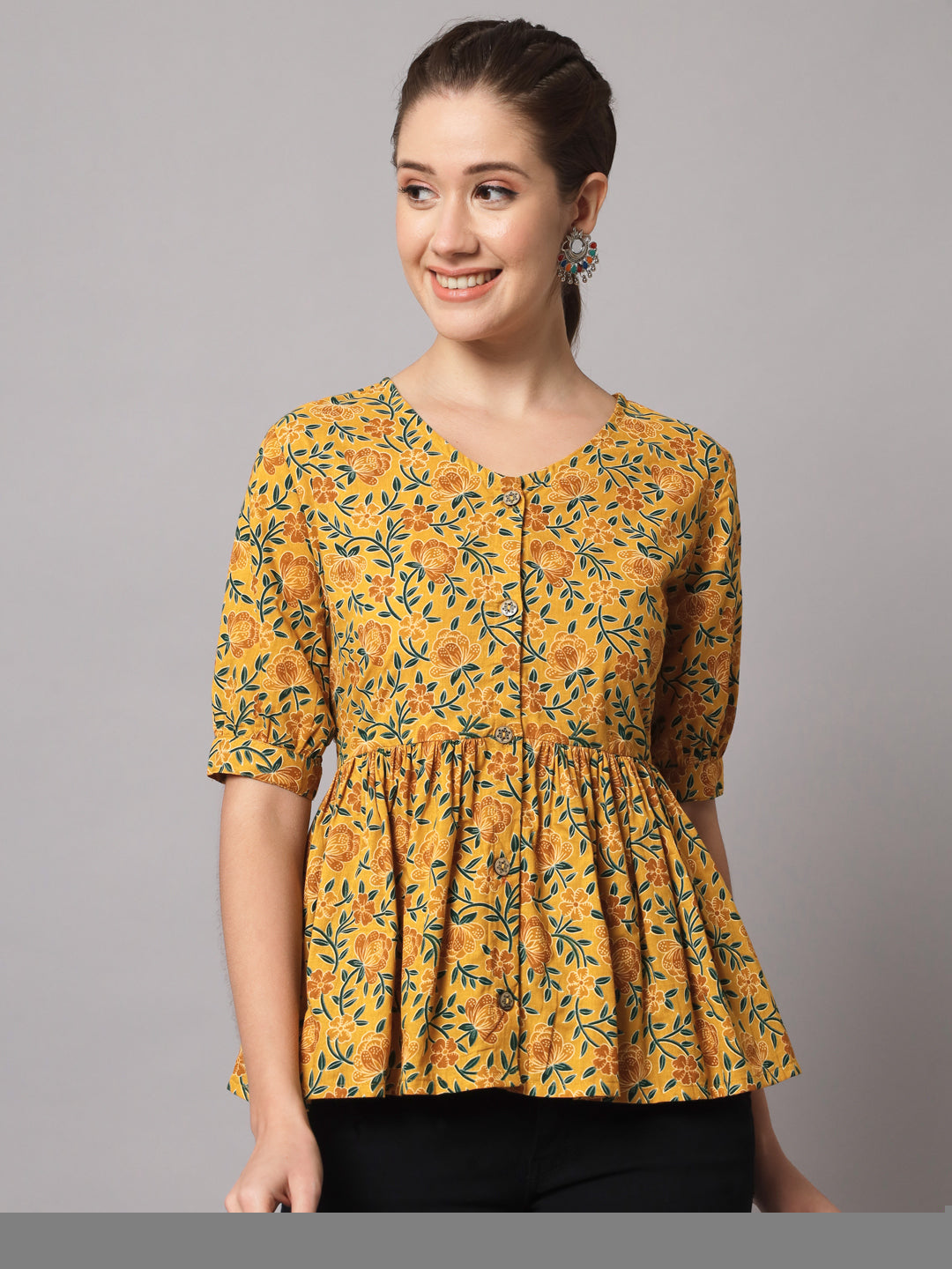 Cotton Printed Flared Top