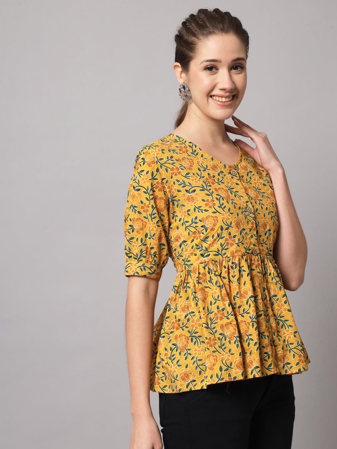 Cotton Printed Flared Top