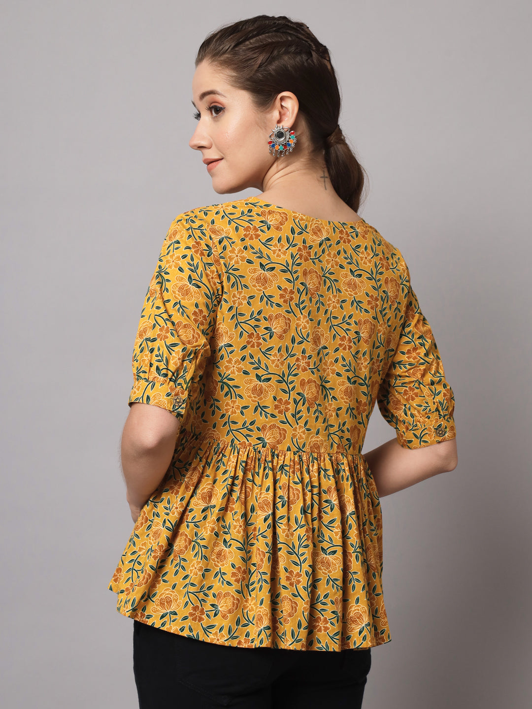 Cotton Printed Flared Top