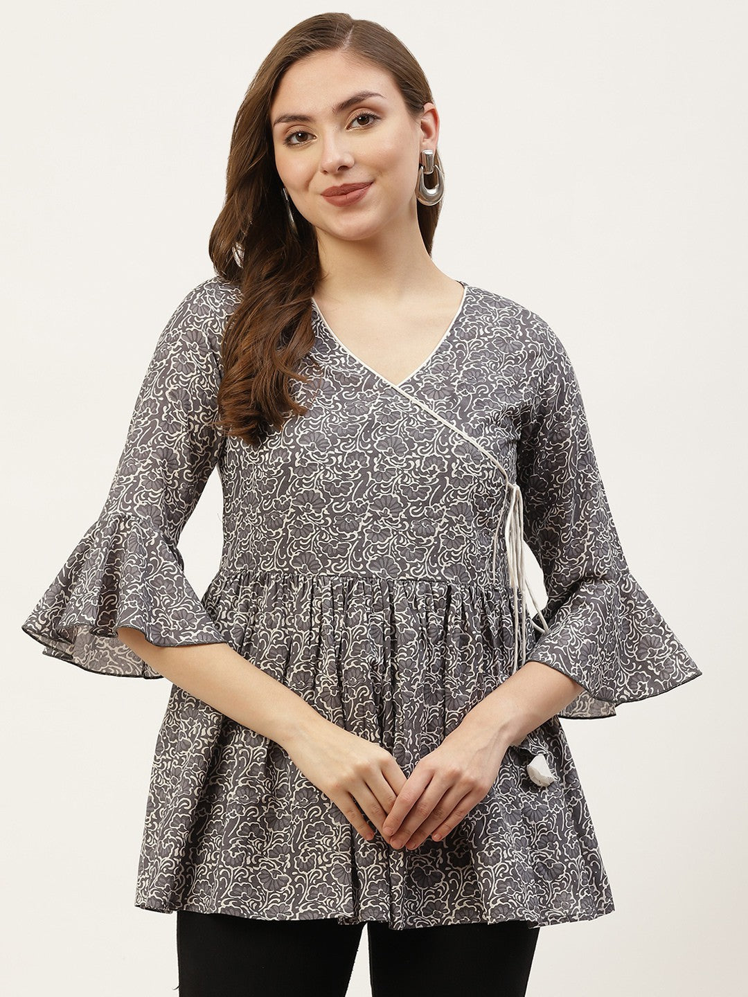 Cotton Printed Angrakha Style Top