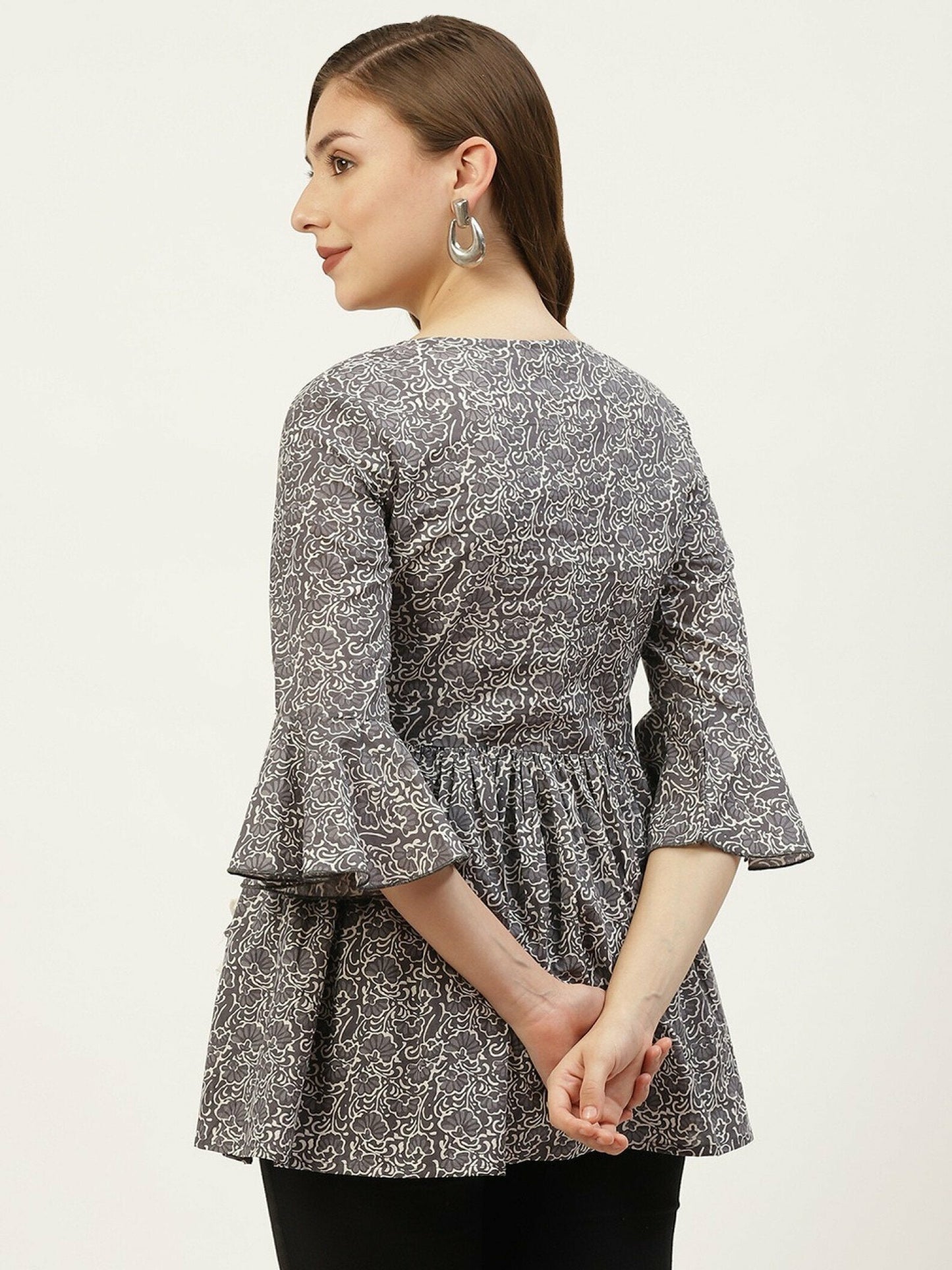 Cotton Printed Angrakha Style Top