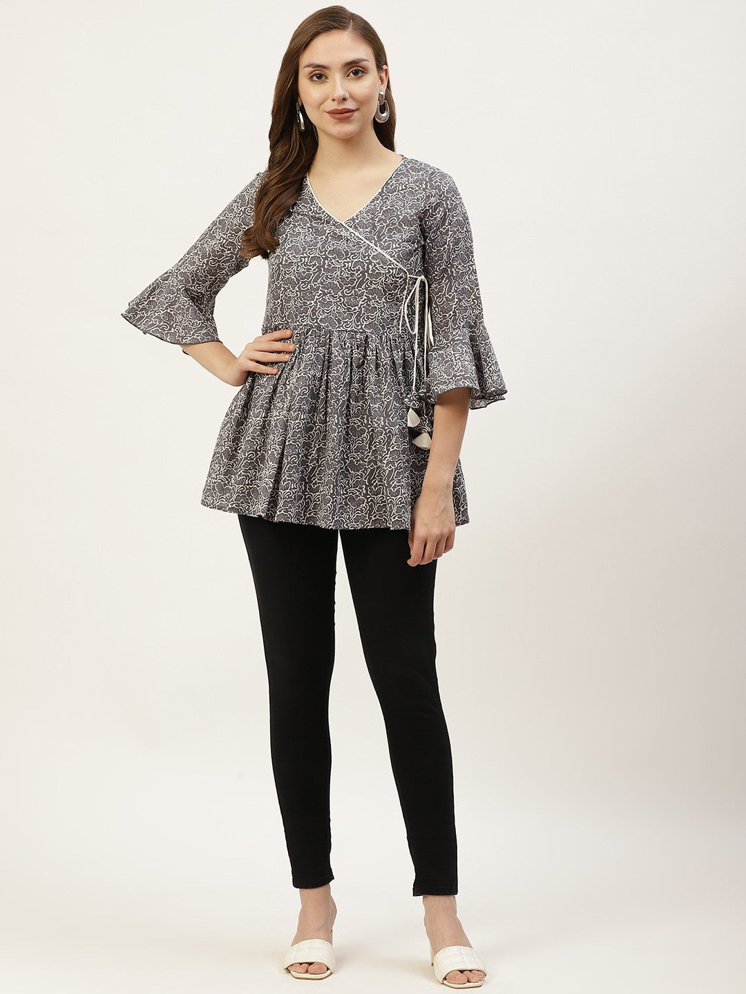 Cotton Printed Angrakha Style Top