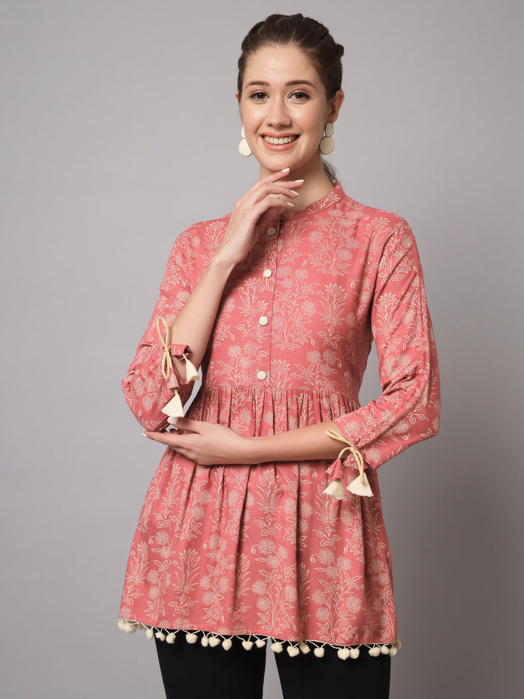 Kbz peach rayon printed top – wholesale supplier