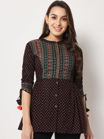 Cotton Printed Flared Top