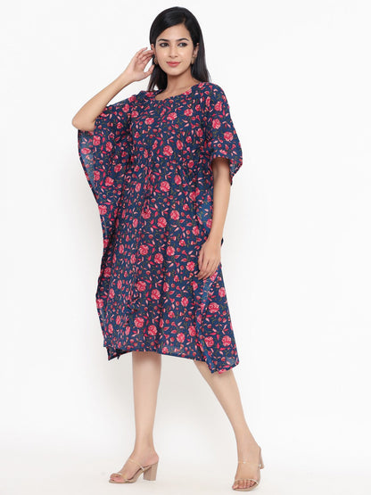 Floral Print Cotton Blend Kaftan