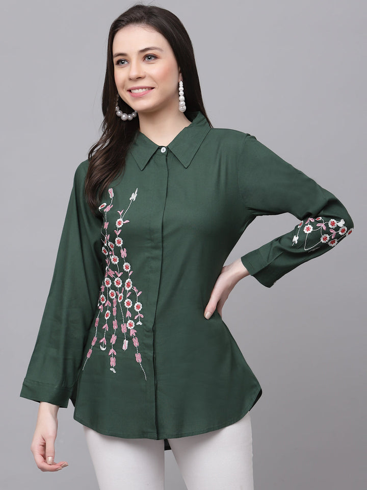 Kbz green rayon embroidered top – wholesale manufacturer &amp; exporter from India