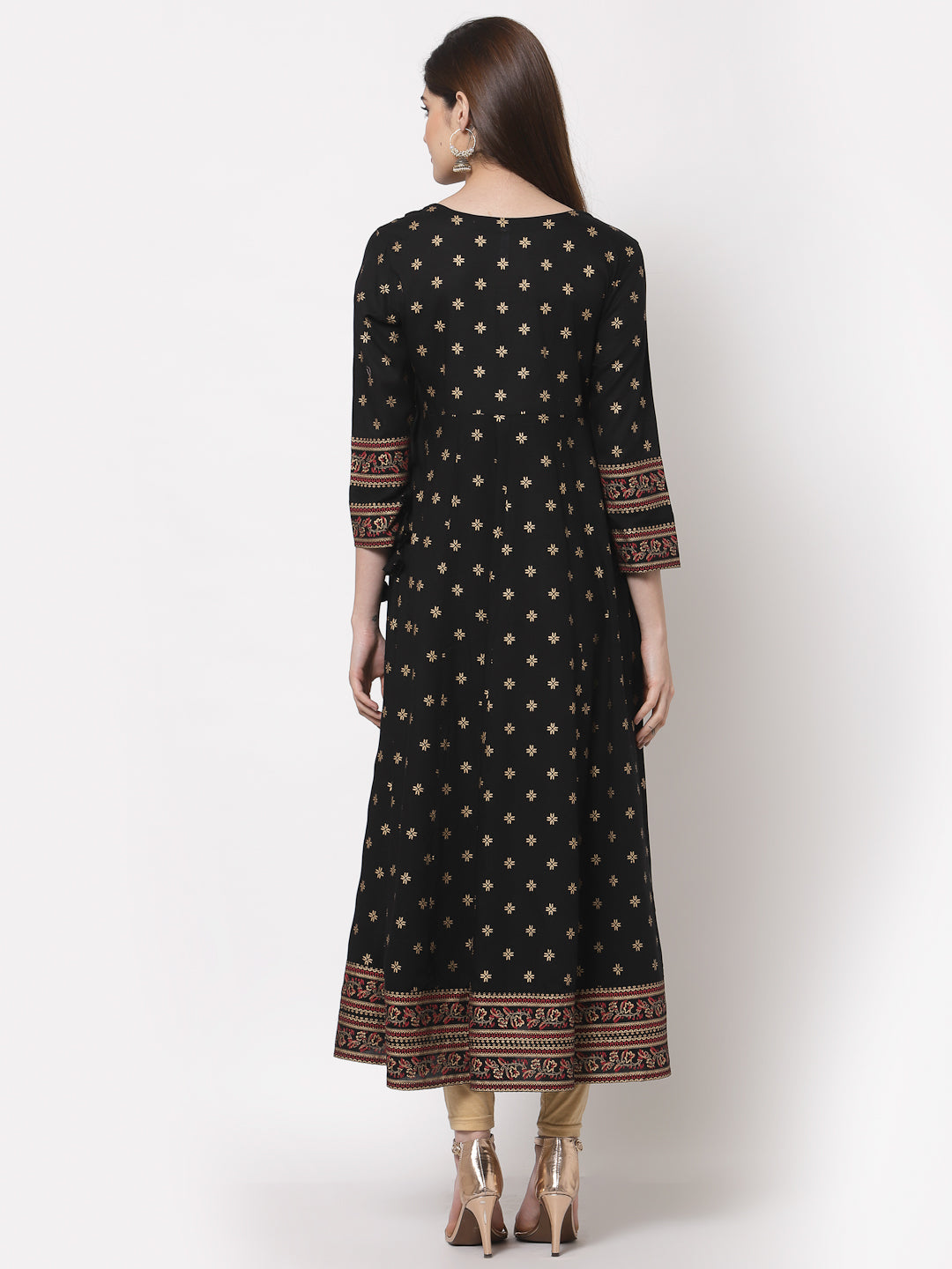 Rayon Embroidered Anarkali Kurta (Black)