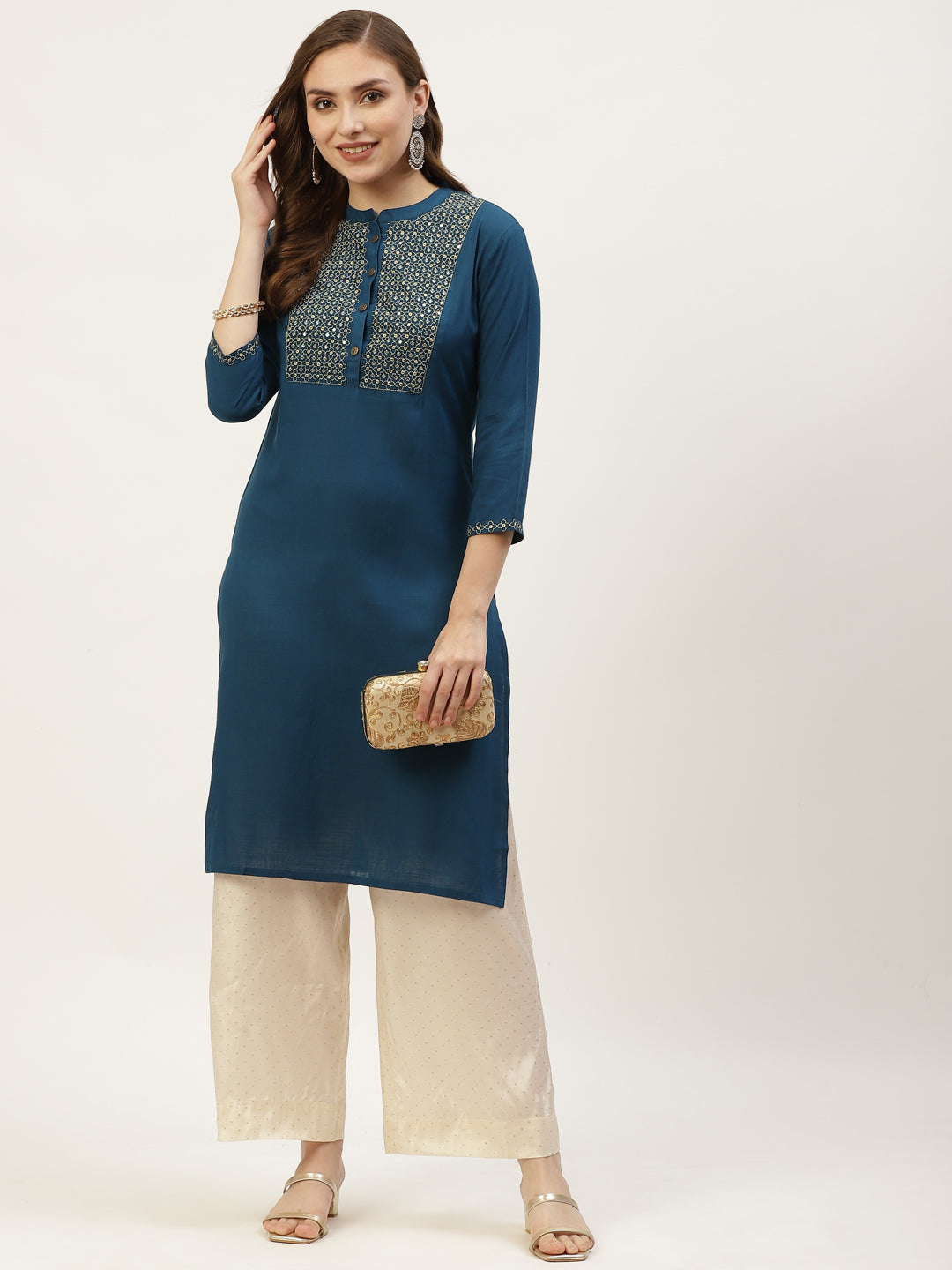 Rayon Embroidered Straight Kurta