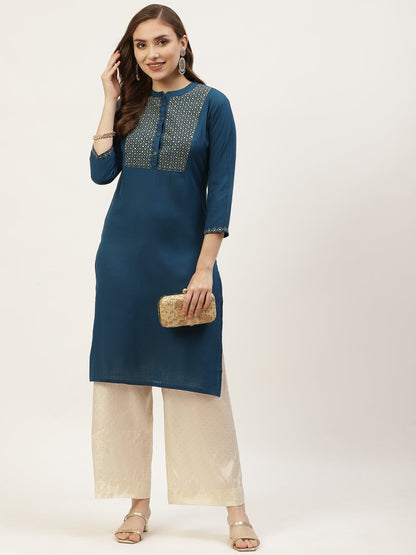 Rayon Embroidered Straight Kurta