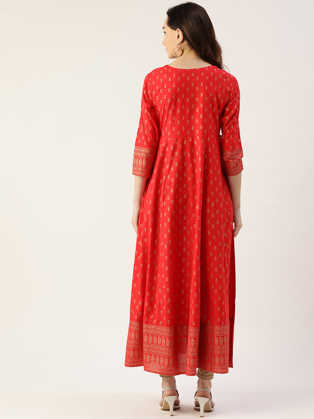 Rayon Printed Anarkali Kurta (Red)