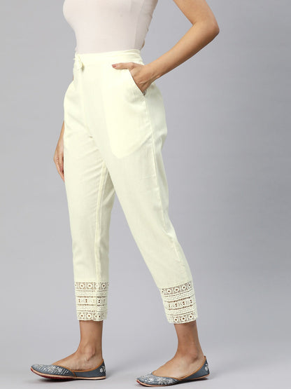 Cotton Fabric Off White Color Palazzo