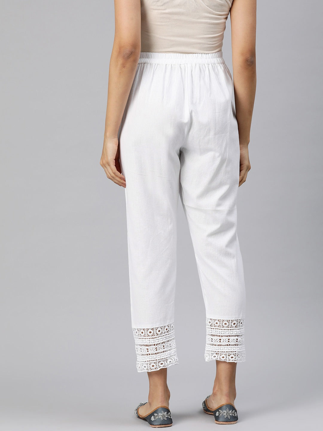 Cotton Fabric White Color Palazzo