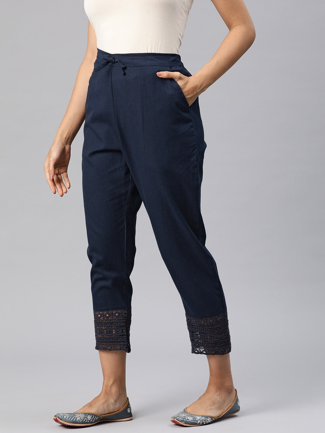 Cotton Fabric Navy Blue Color Palazzo