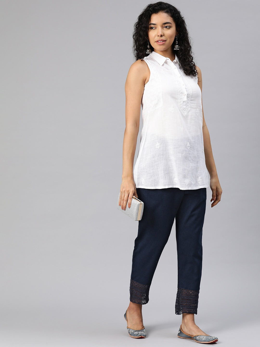 Cotton Fabric Navy Blue Color Palazzo