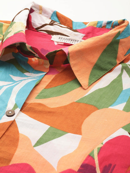 A Line Style Cotton Fabric Multi Color Co-Ord Set