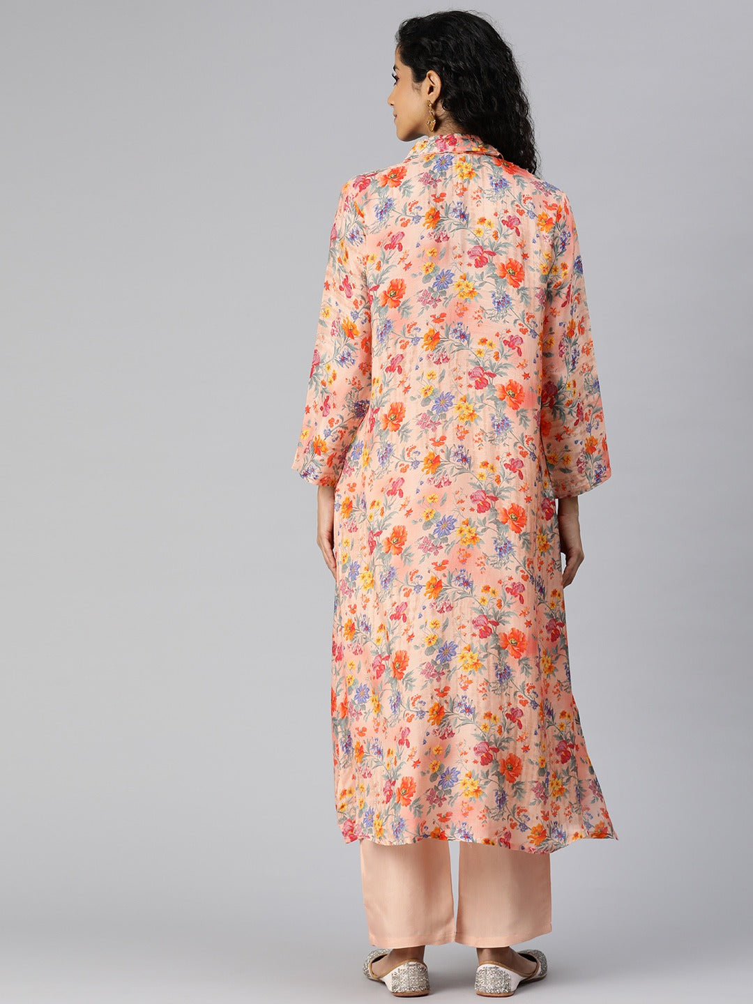 A Line Style Silk Fabric Pink Color Kurta And Bottom