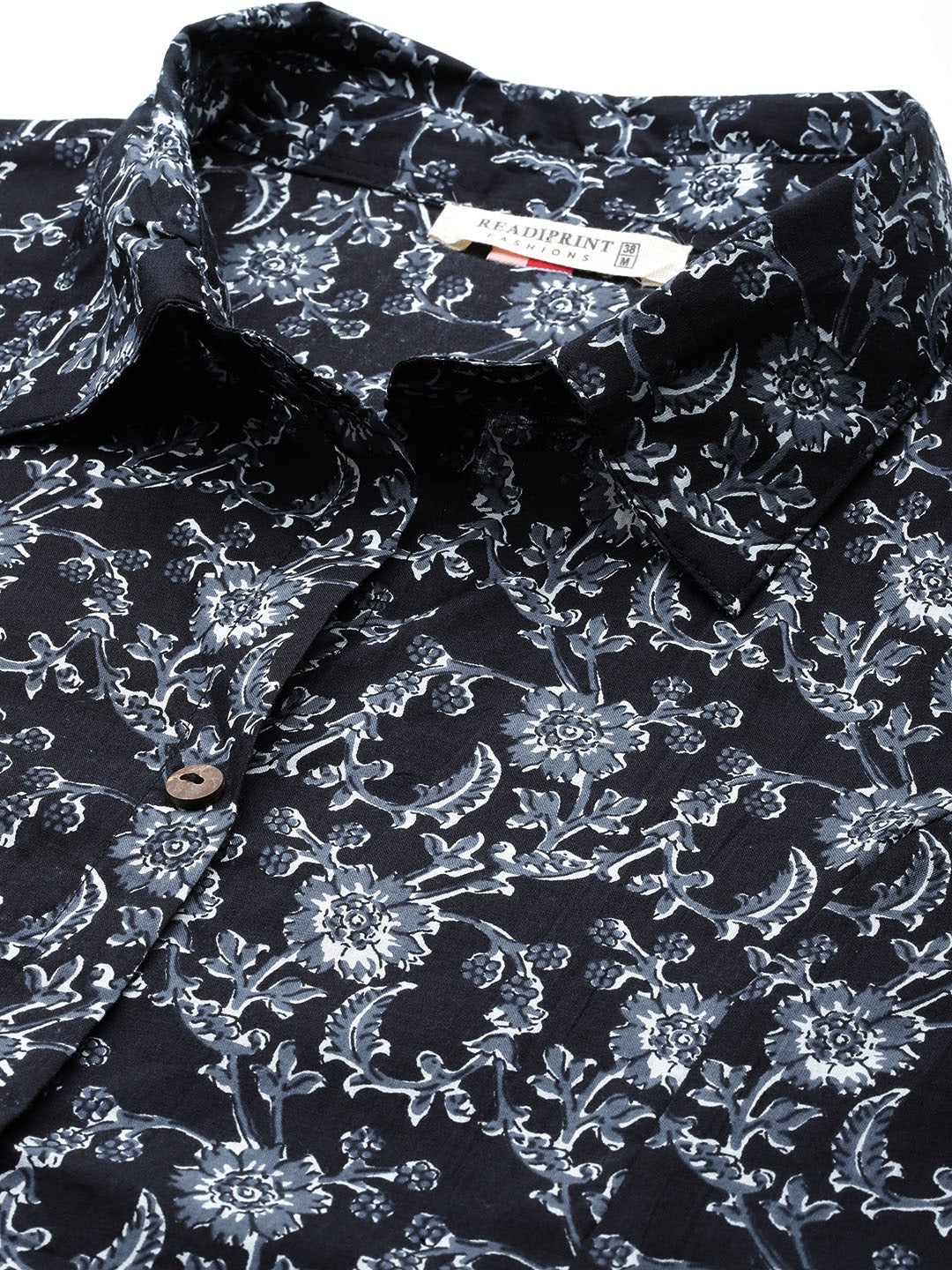 A Line Style Cotton Fabric Black Color Co-Ord Set
