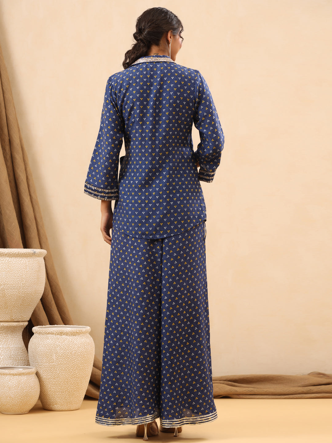 A Line Style Silk Fabric Blue Color Co-Ord Set