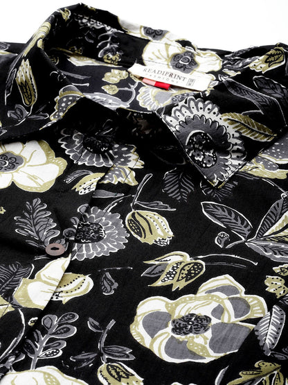 A Line Style Cotton Fabric Black Color Co-Ord Set