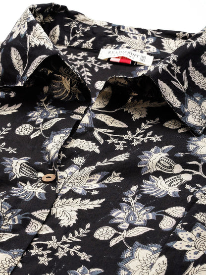 A Line Style Cotton Fabric Black Color Kurta And Bottom