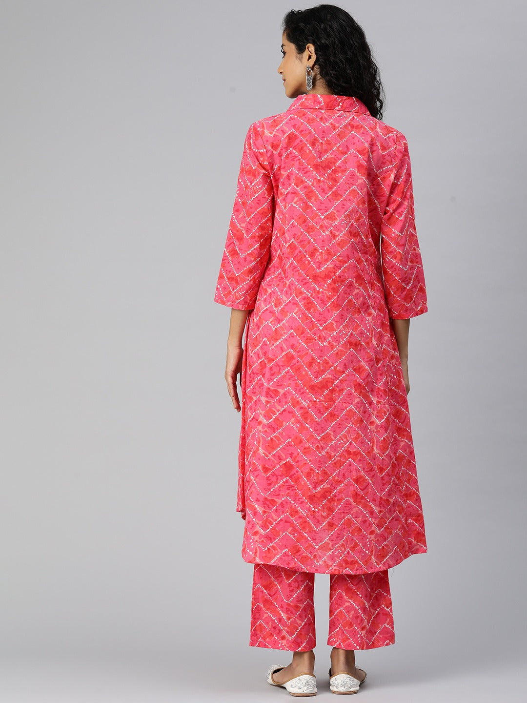 A Line Style Cotton Fabric Pink Color Kurta And Bottom