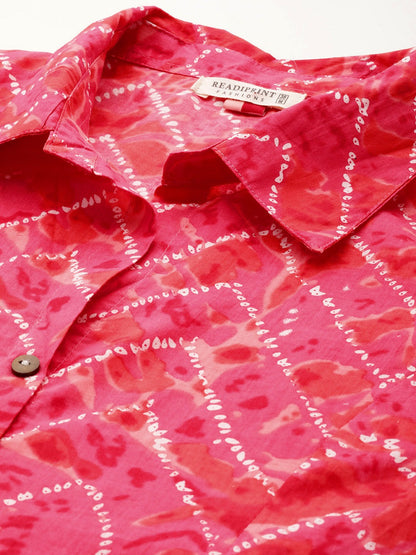 A Line Style Cotton Fabric Pink Color Kurta And Bottom