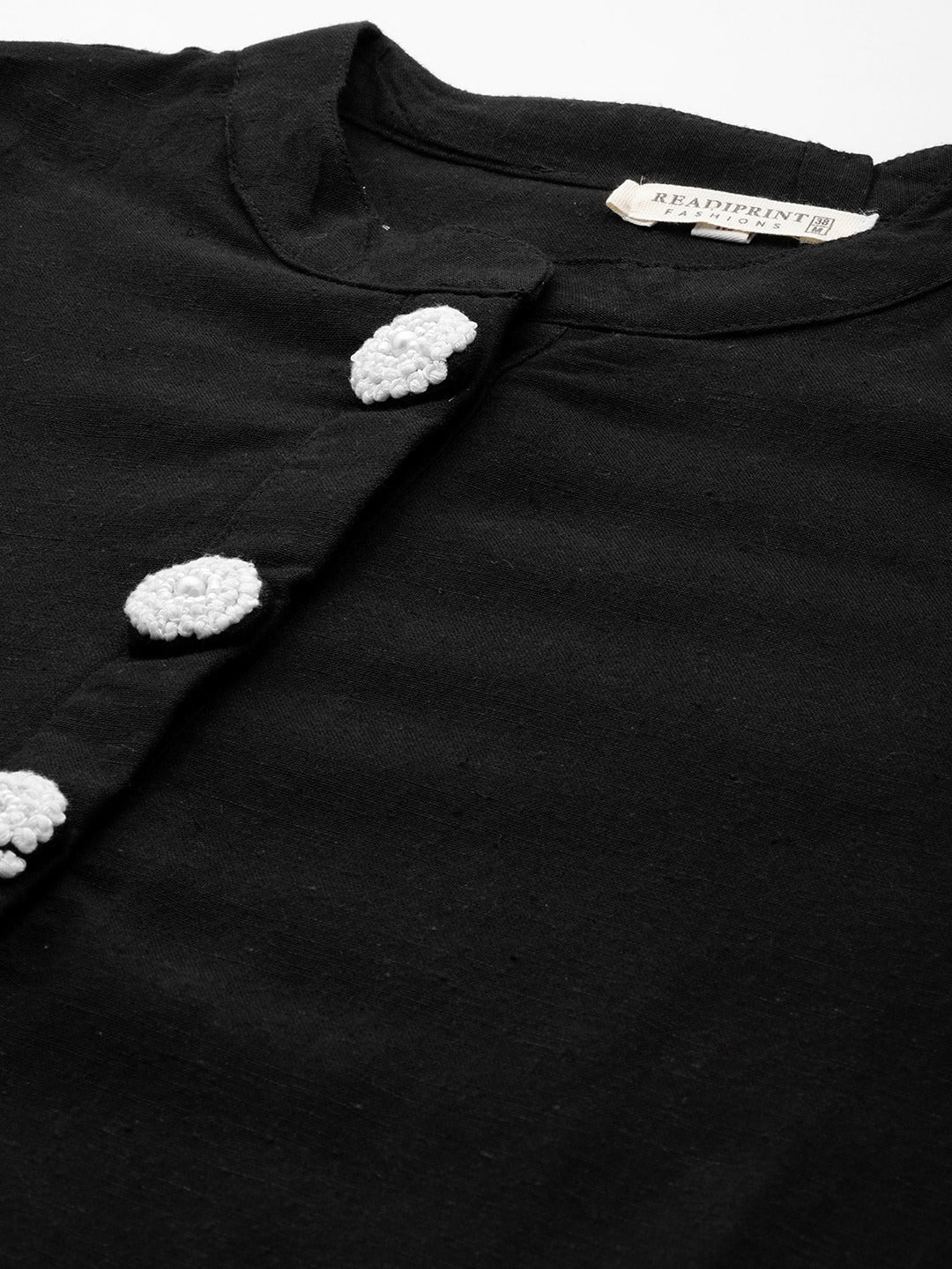 A Line Style Cotton Fabric Black Color Kurta And Bottom