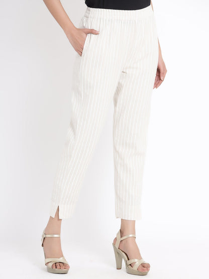 Natural Cotton Flex Striped Slim Fit Pant/Slim Pant
