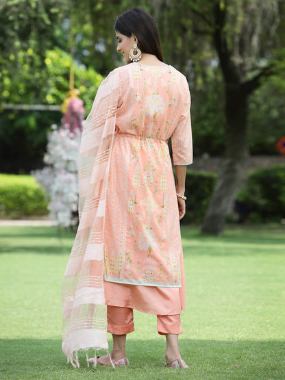Orange Georgette Printed Layered Kurta Sets