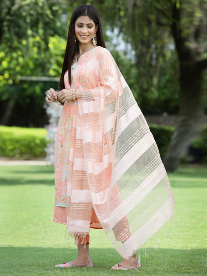Orange Georgette Printed Layered Kurta Sets