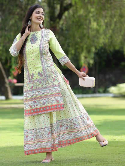 Limegreen Cambric Printed Straight Kurta Sets