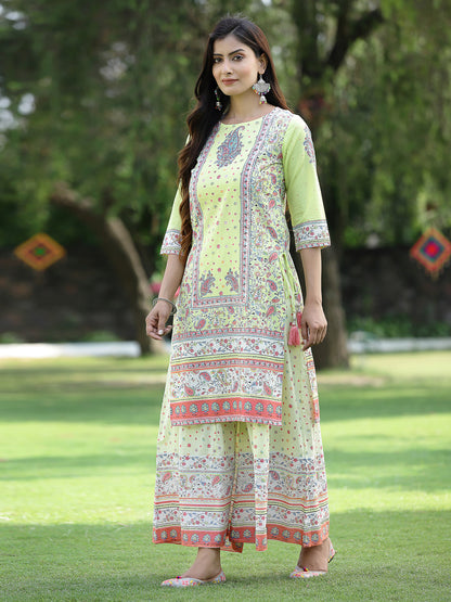 Limegreen Cambric Printed Straight Kurta Sets