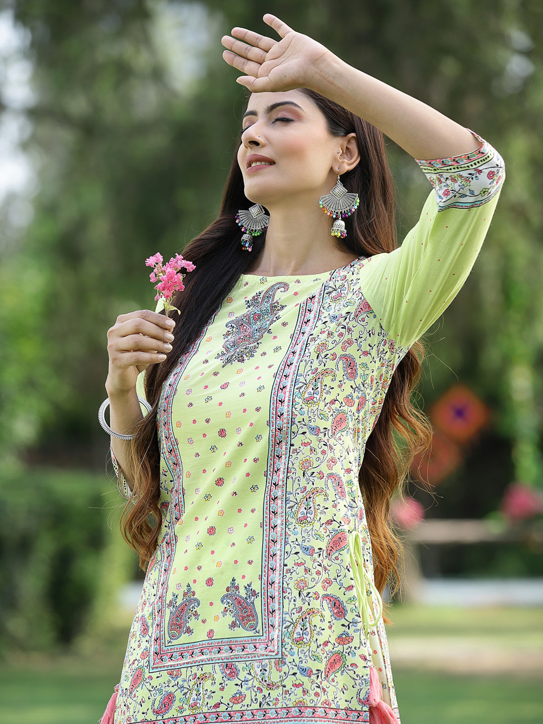 Limegreen Cambric Printed Straight Kurta Sets